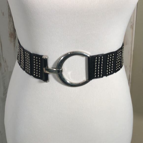Black and Silver Stretch Belt Size XS/S - Picture 2 of 9